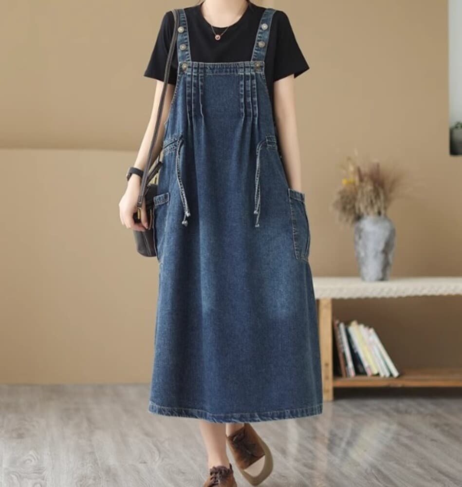 イエベ秋服 ルーズデニムワンピース