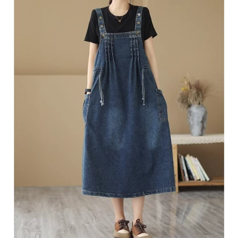 イエベ秋服 ルーズデニムワンピース