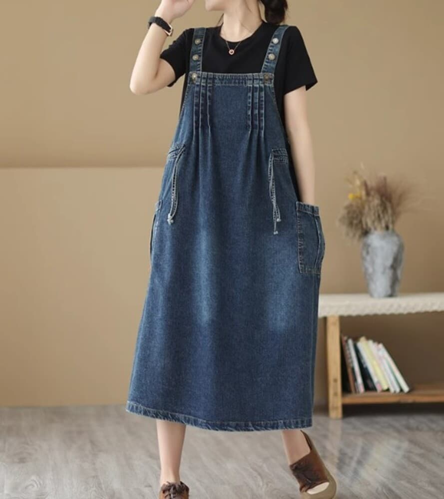 イエベ秋服 ルーズデニムワンピース