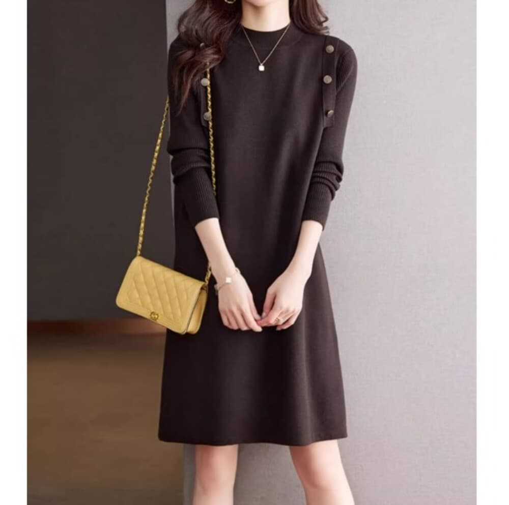 イエベ春/イエベ秋服 ショルダーボタン ワンピース