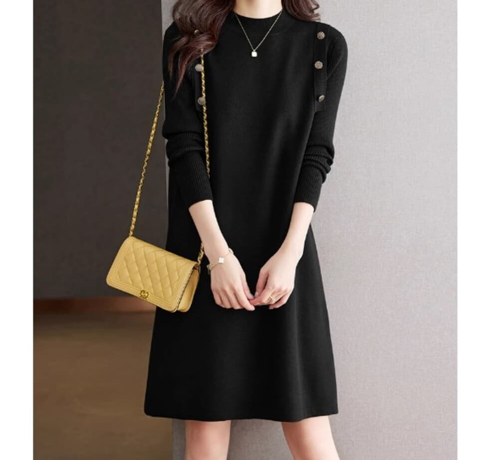 イエベ春/イエベ秋服 ショルダーボタン ワンピース