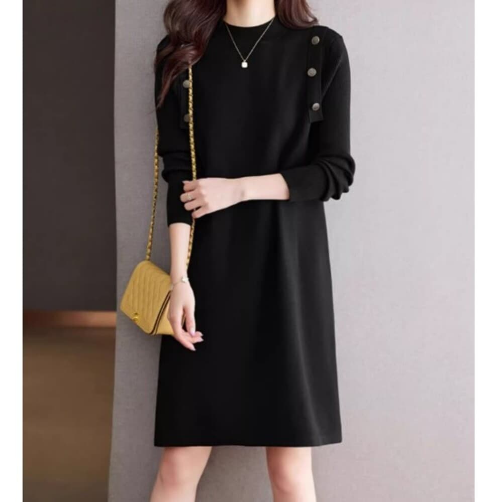 イエベ春/イエベ秋服 ショルダーボタン ワンピース