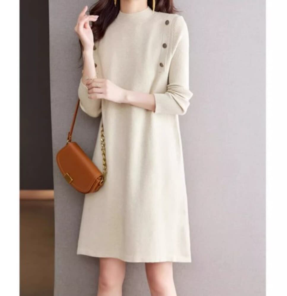イエベ春/イエベ秋服 ショルダーボタン ワンピース