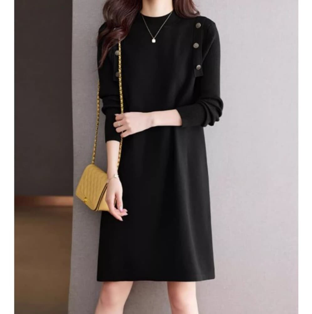 イエベ春/イエベ秋服 ショルダーボタン ワンピース