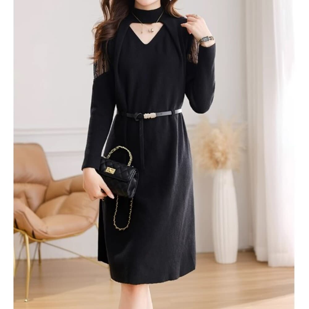 イエベ春/イエベ秋服 胸開き Aラインワンピース