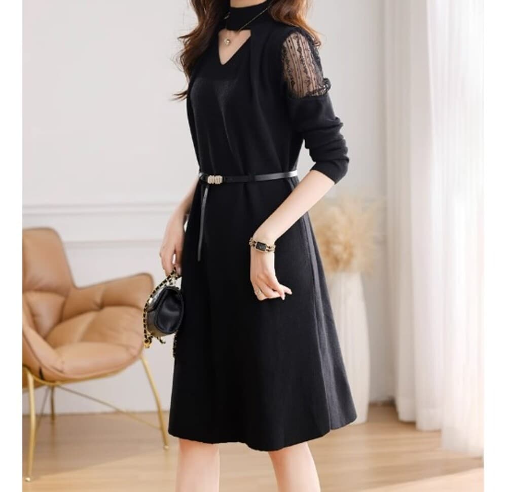 イエベ春/イエベ秋服 胸開き Aラインワンピース