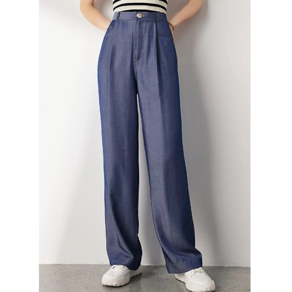 イエベ春服 ハイウエストワイド パンツ