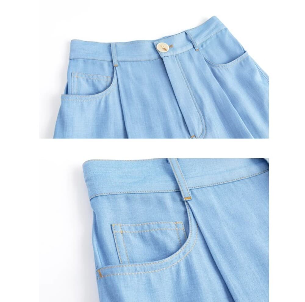 イエベ春服 ハイウエストワイド パンツ
