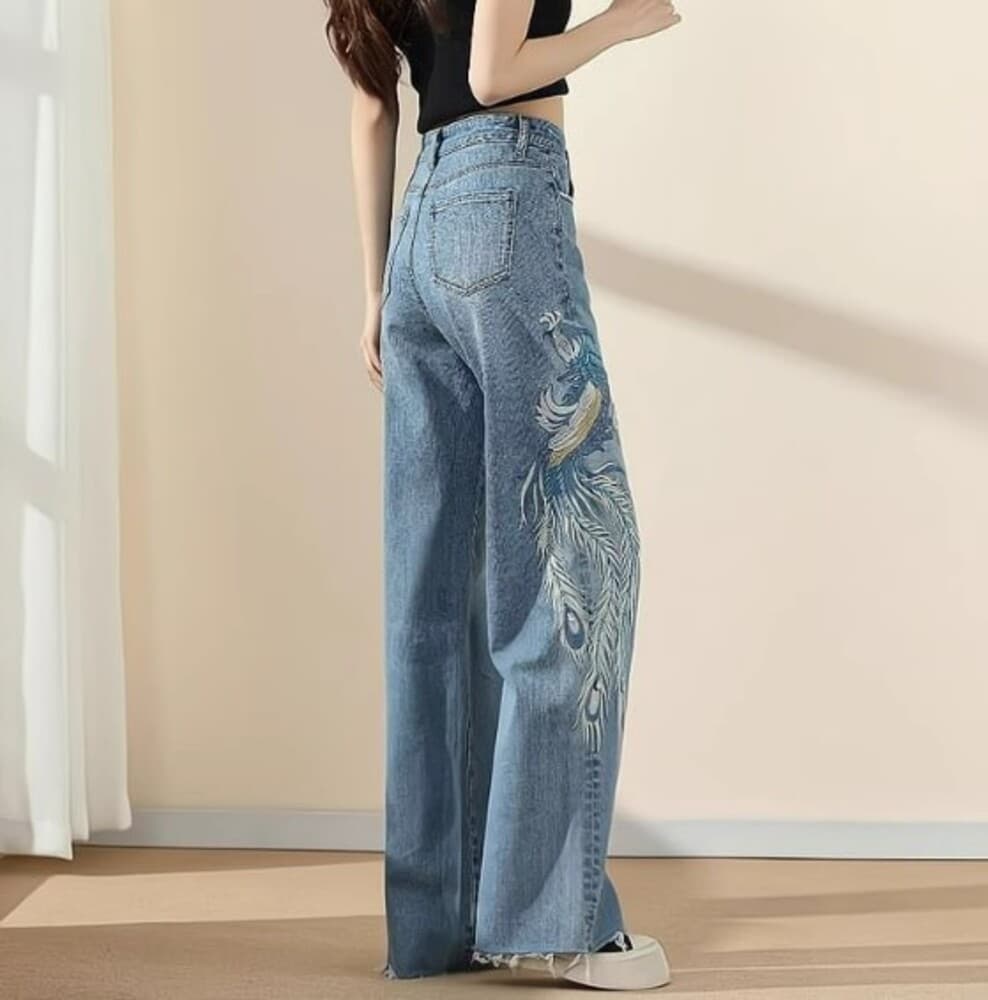 イエベ春/イエベ秋服 刺繍入りデニムパンツ