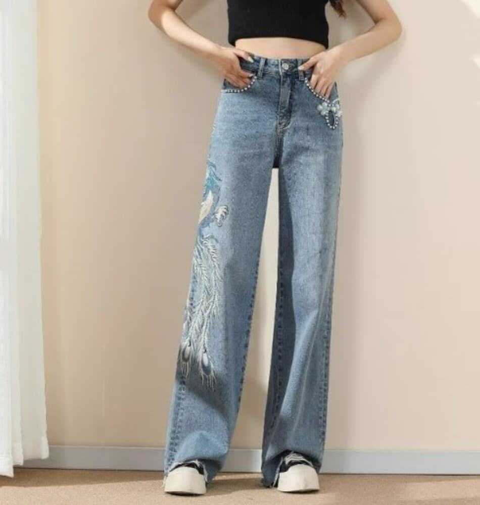イエベ春/イエベ秋服 刺繍入りデニムパンツ