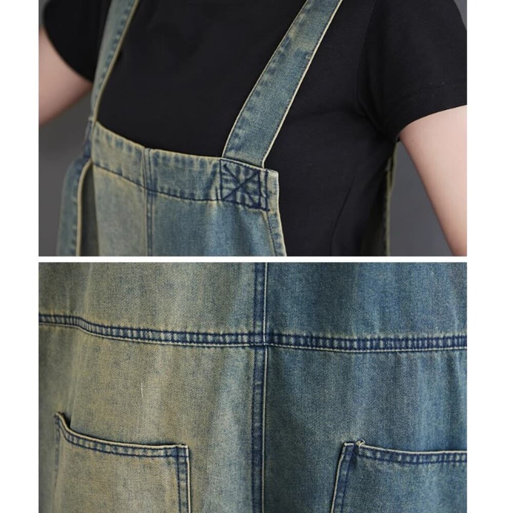 イエベ秋服 ダメージ加工 デニムサロペット