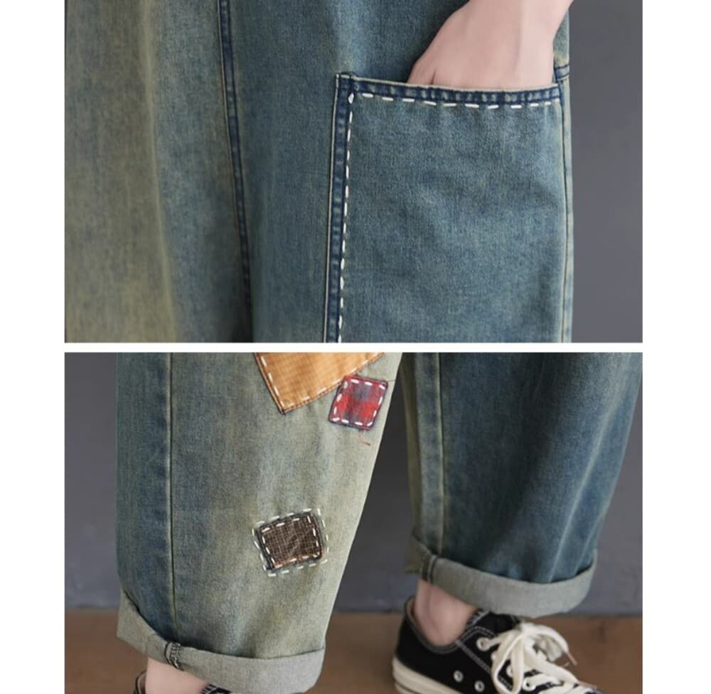 イエベ秋服 ダメージ加工 デニムサロペット
