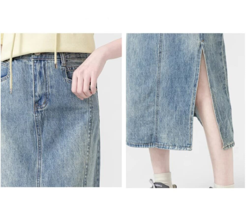 イエベ春/イエベ秋服 デニム マキシロングスカート