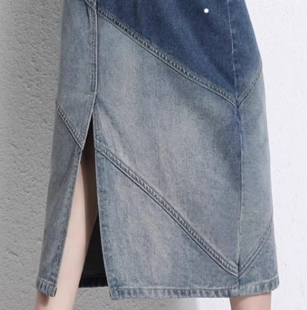 イエベ秋服 アシンメトリーデザイン デニムスカート