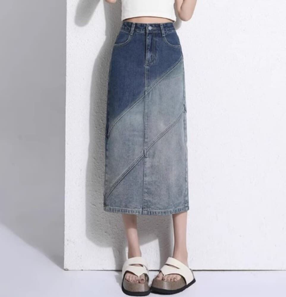 イエベ秋服 アシンメトリーデザイン デニムスカート