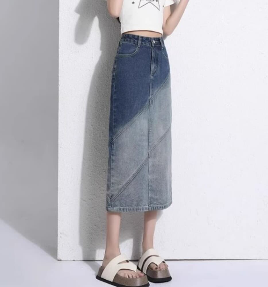 イエベ秋服 アシンメトリーデザイン デニムスカート