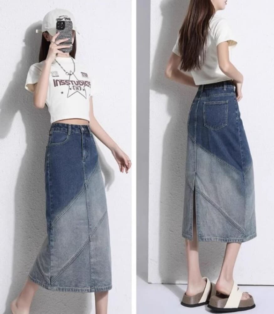 イエベ秋服 アシンメトリーデザイン デニムスカート