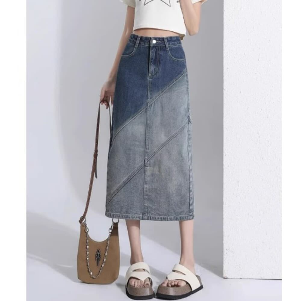 イエベ秋服 アシンメトリーデザイン デニムスカート