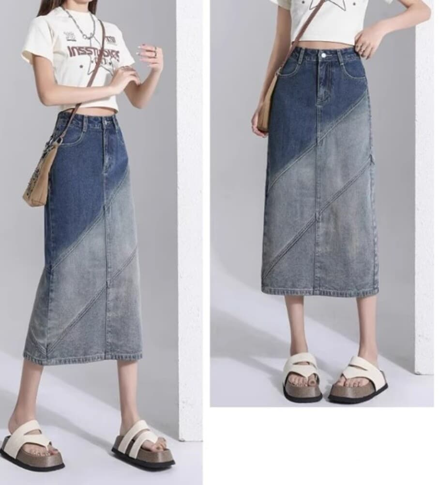 イエベ秋服 アシンメトリーデザイン デニムスカート