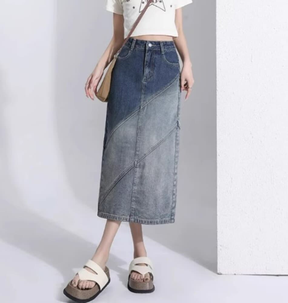 イエベ秋服 アシンメトリーデザイン デニムスカート