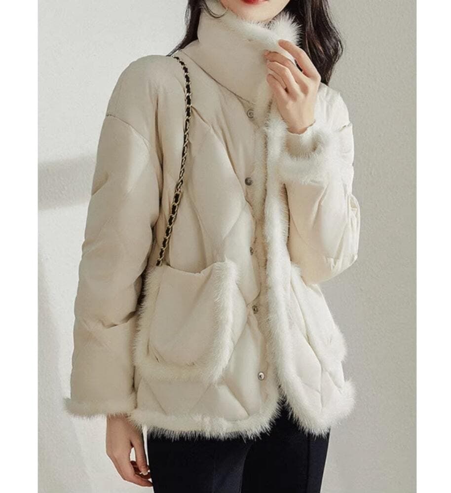 イエベ春/イエベ秋服 ファーパイピング キルティング コート