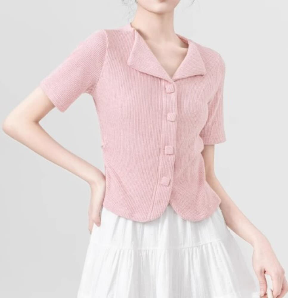 イエベ春/イエベ秋服 カラーニットポロシャツ