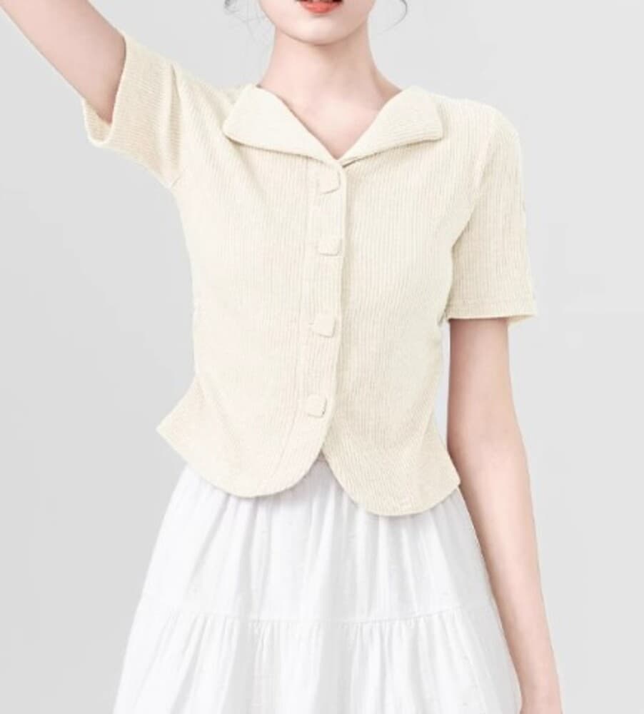 イエベ春/イエベ秋服 カラーニットポロシャツ