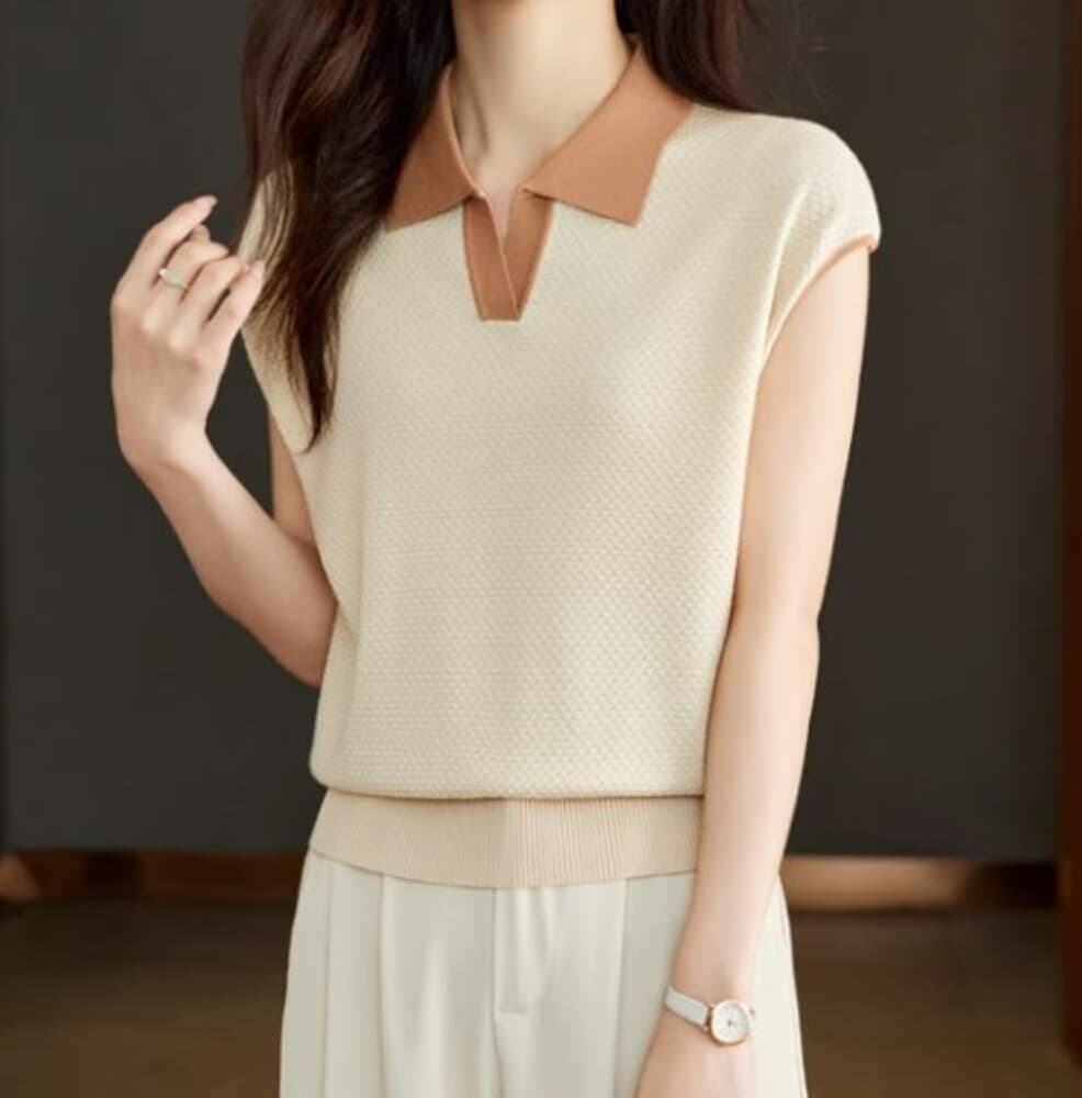 イエベ春/イエベ秋服 襟付きサマーニット