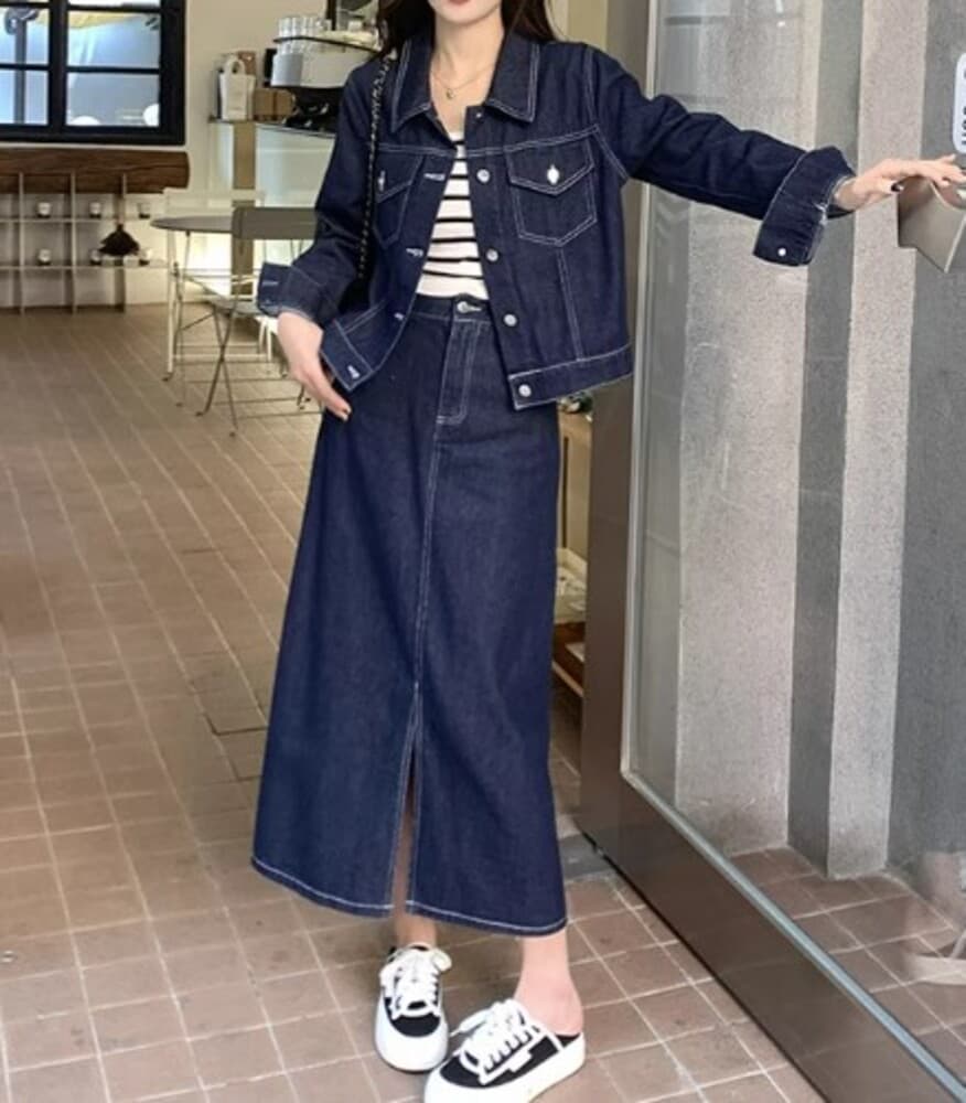 イエベ春/イエベ秋服 デニムジャケット×スカート セットアップ