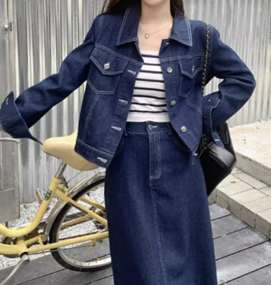 イエベ春/イエベ秋服 デニムジャケット×スカート セットアップ