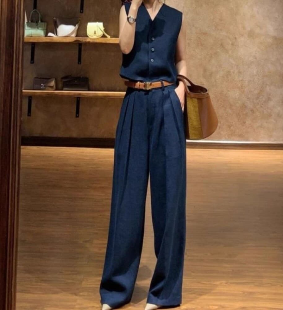 イエベ春/イエベ秋服 セットアップ ベスト+タックパンツ セット