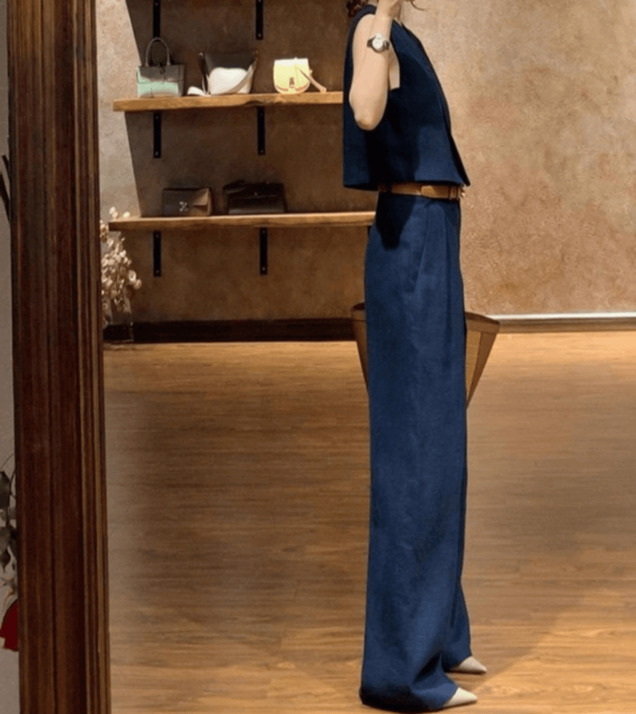 イエベ春/イエベ秋服 セットアップ ベスト+タックパンツ セット