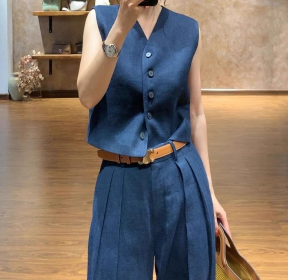 イエベ春/イエベ秋服 セットアップ ベスト+タックパンツ セット