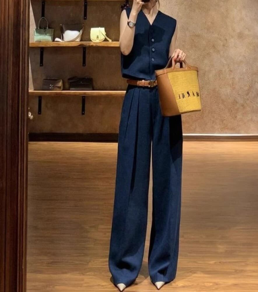 イエベ春/イエベ秋服 セットアップ ベスト+タックパンツ セット