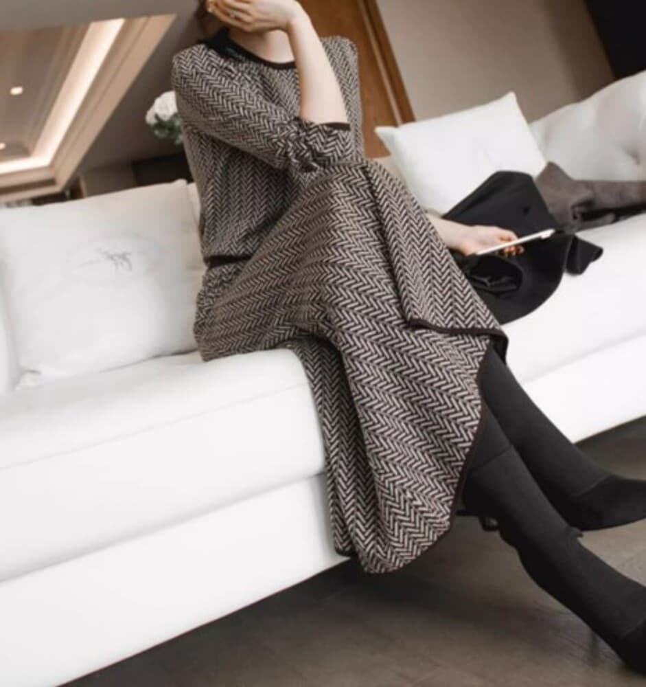 イエベ秋服 ニットトップス × スカート セットアップ