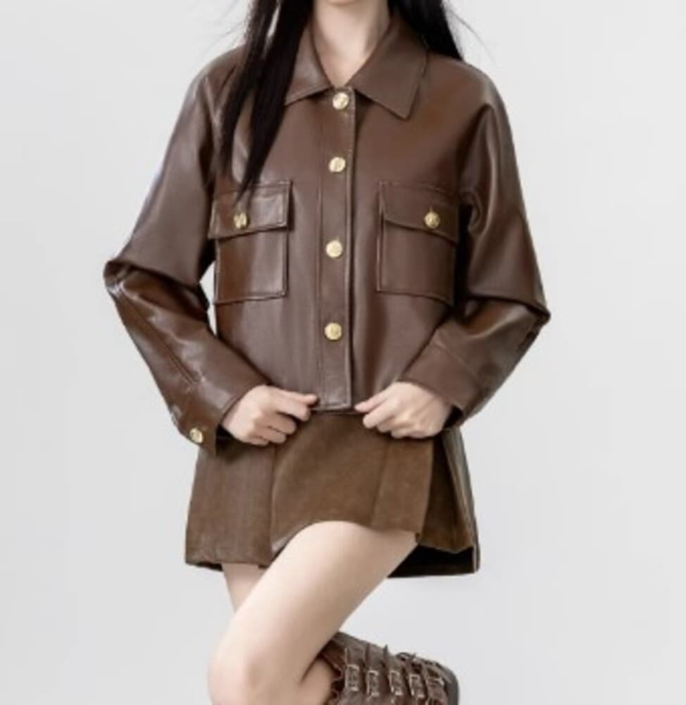 イエベ秋服 フェイクレザージャケット