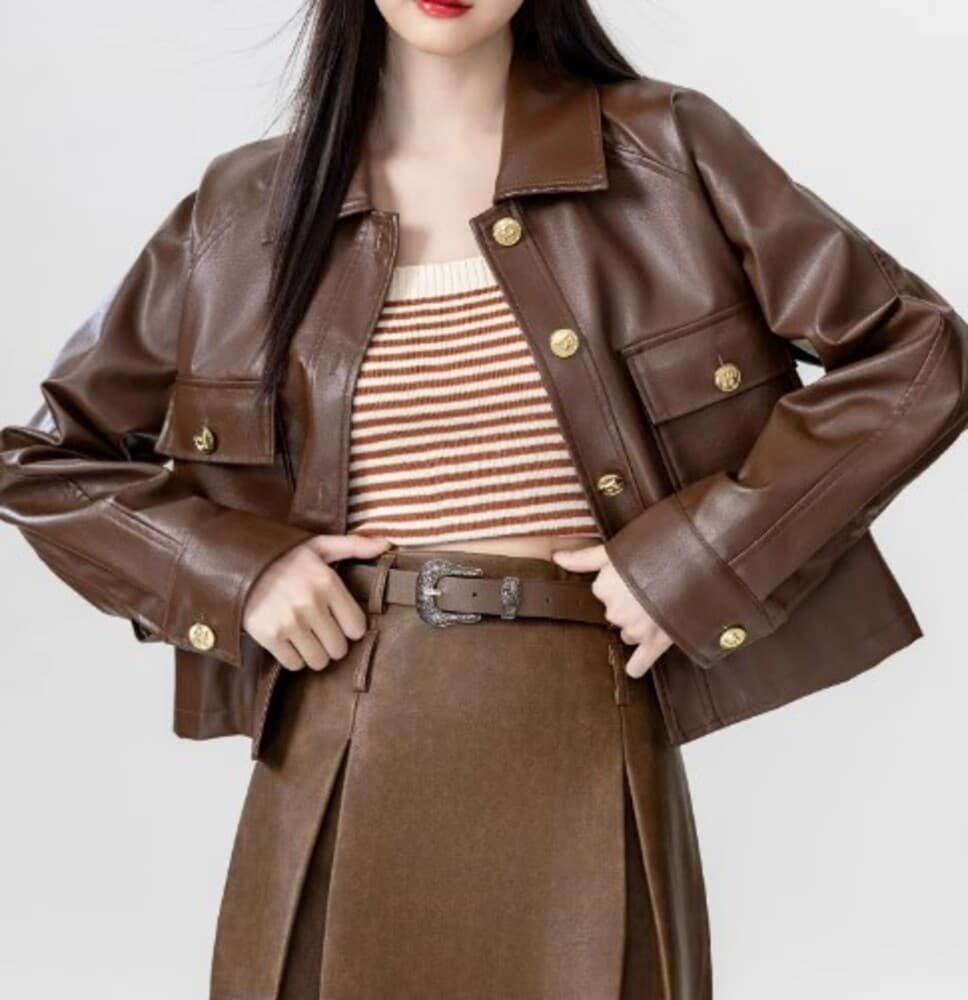 イエベ秋服 フェイクレザージャケット