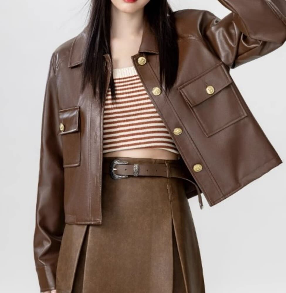 イエベ秋服 フェイクレザージャケット