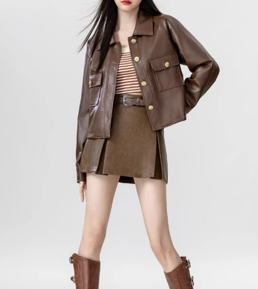 イエベ秋服 フェイクレザージャケット