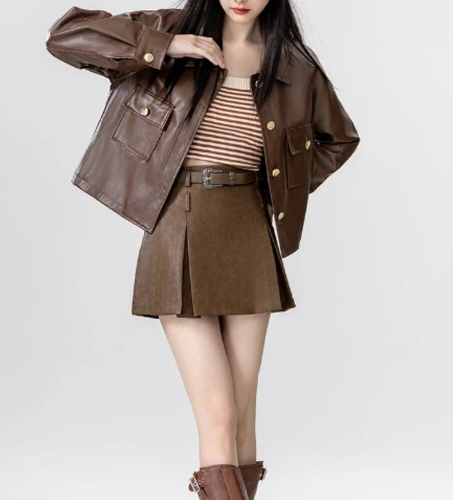イエベ秋服 フェイクレザージャケット
