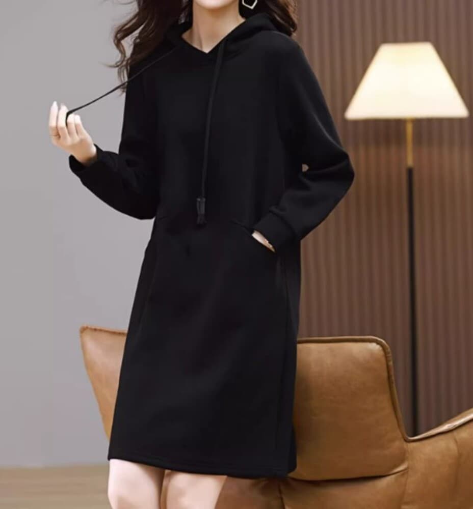 イエベ秋服 ニットパーカーワンピース
