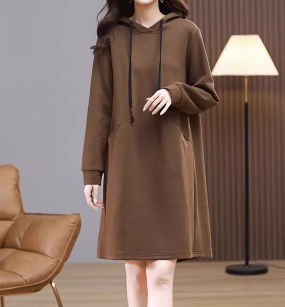 イエベ秋服 ニットパーカーワンピース