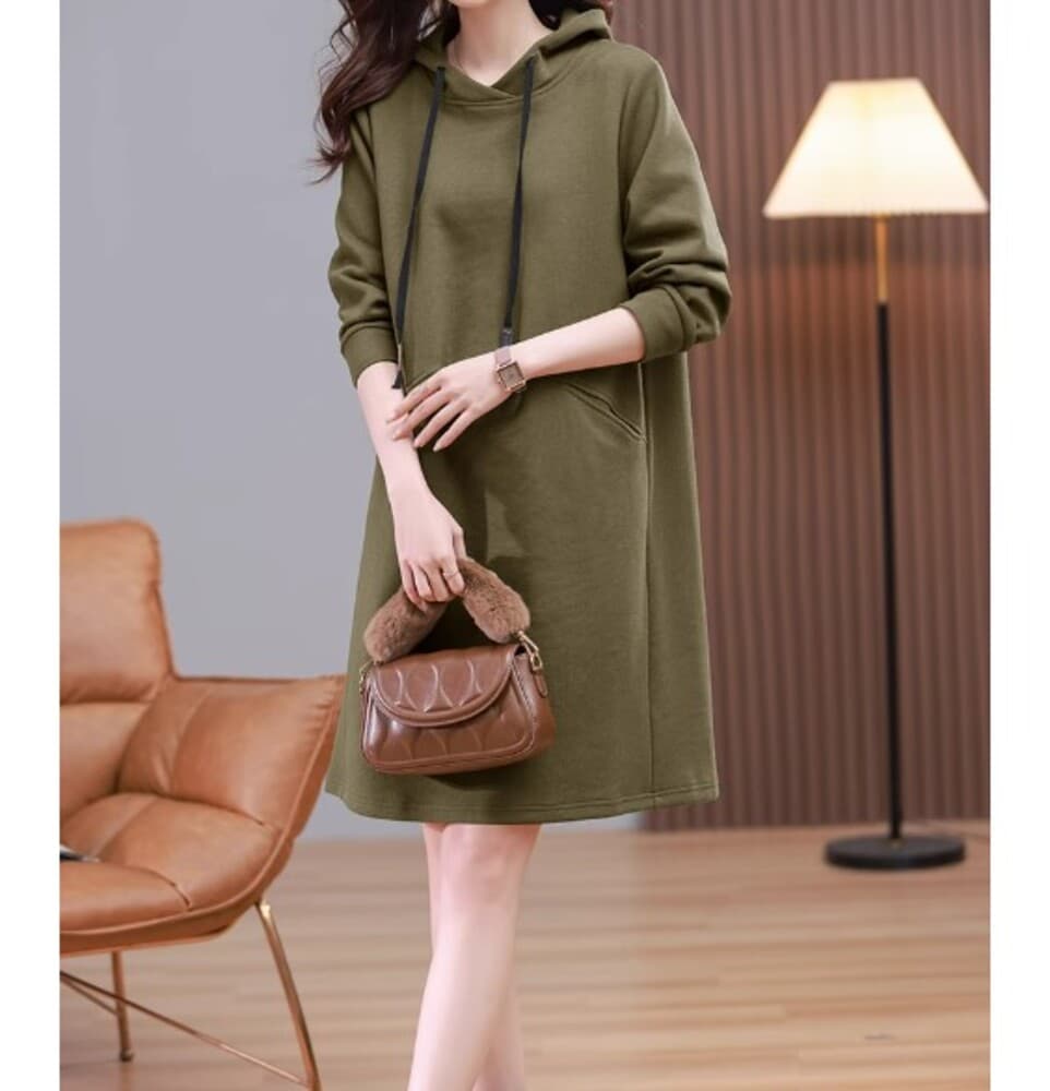 イエベ秋服 ニットパーカーワンピース