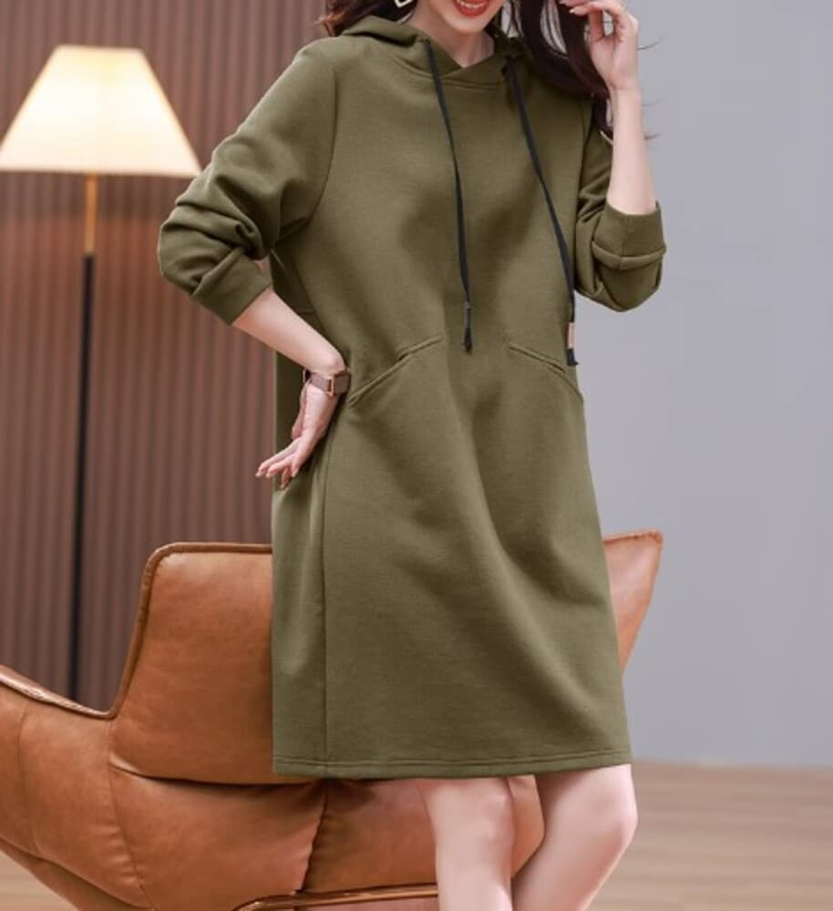 イエベ秋服 ニットパーカーワンピース