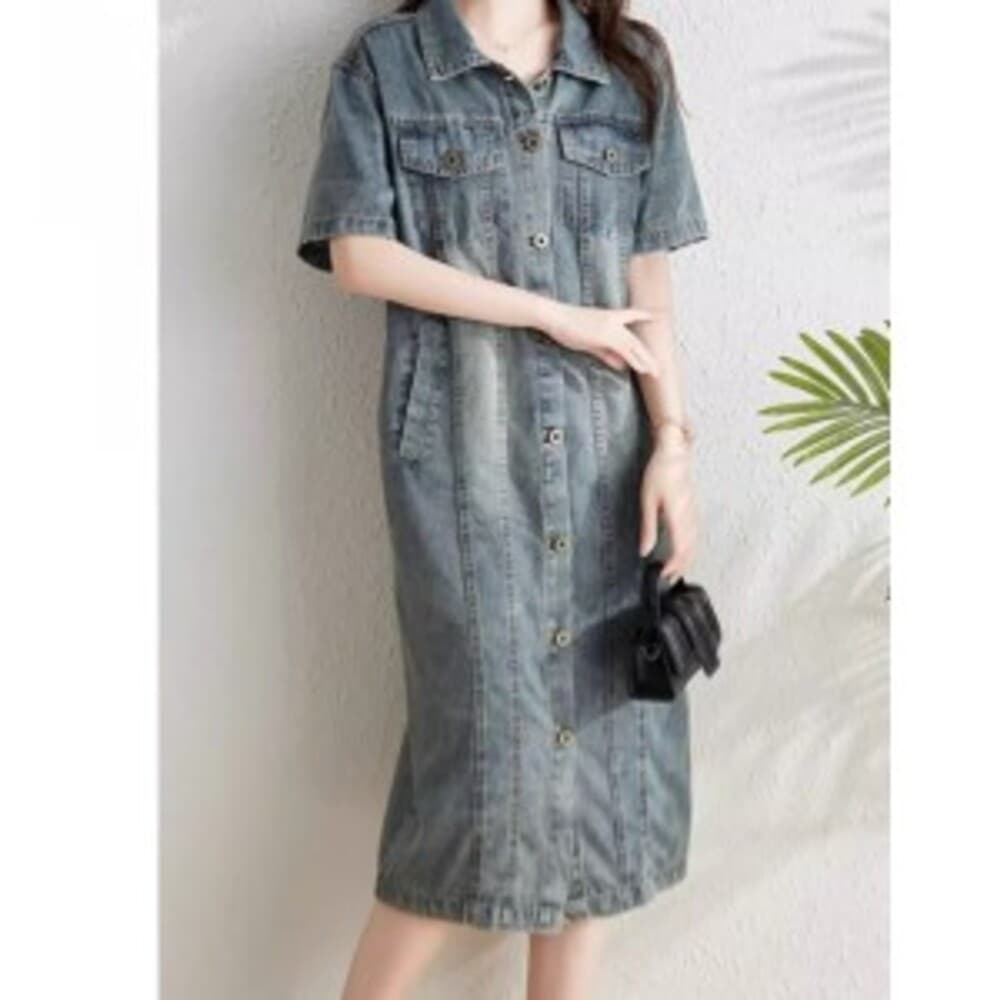イエベ春/イエベ秋服 ヴィンテージライク デニムワンピース