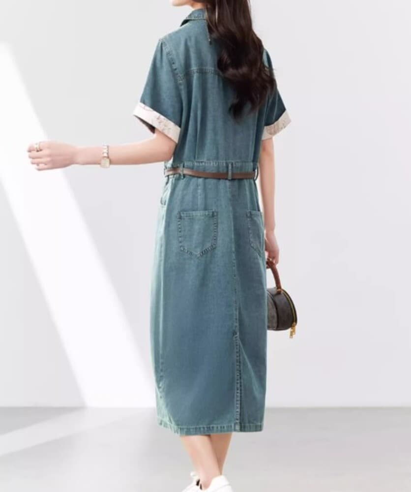 イエベ春/イエベ秋服 ダメージ加工のデニムワンピース