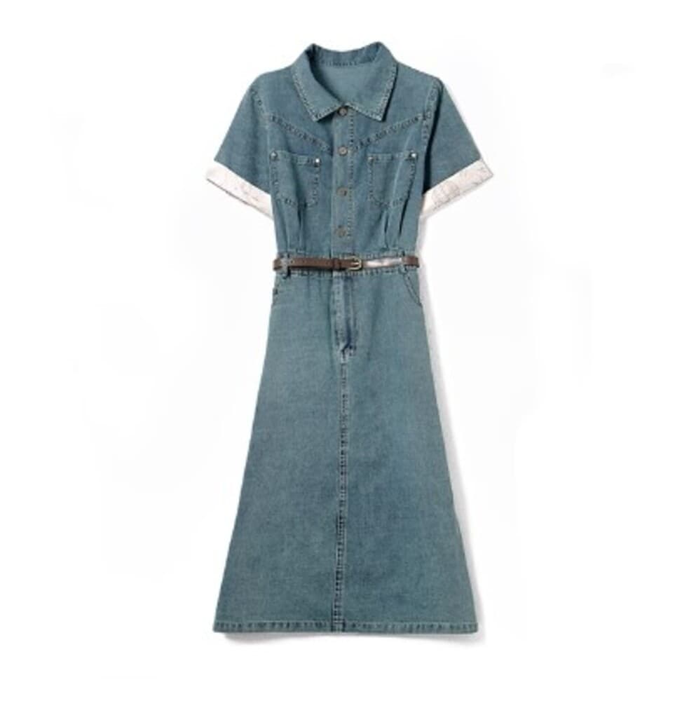イエベ春/イエベ秋服 ダメージ加工のデニムワンピース