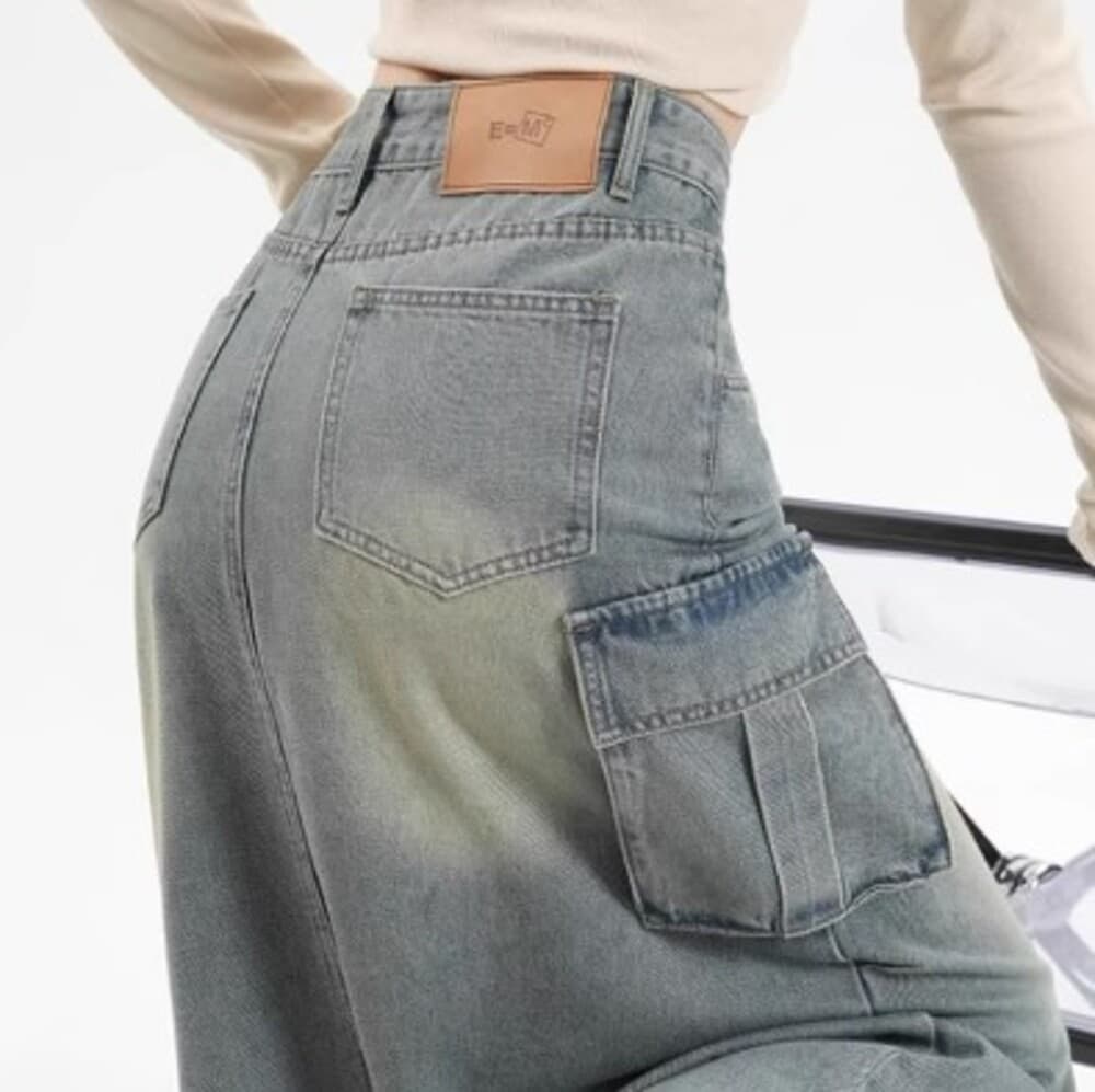 イエベ春/イエベ秋服 ダメージ加工のデニムスカート