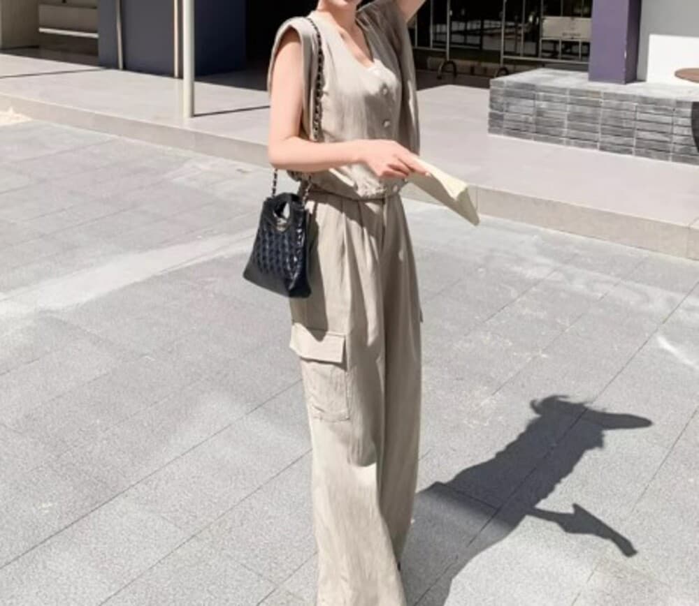 イエベ春/イエベ秋服 フレンチノースリーブパンツセットアップ