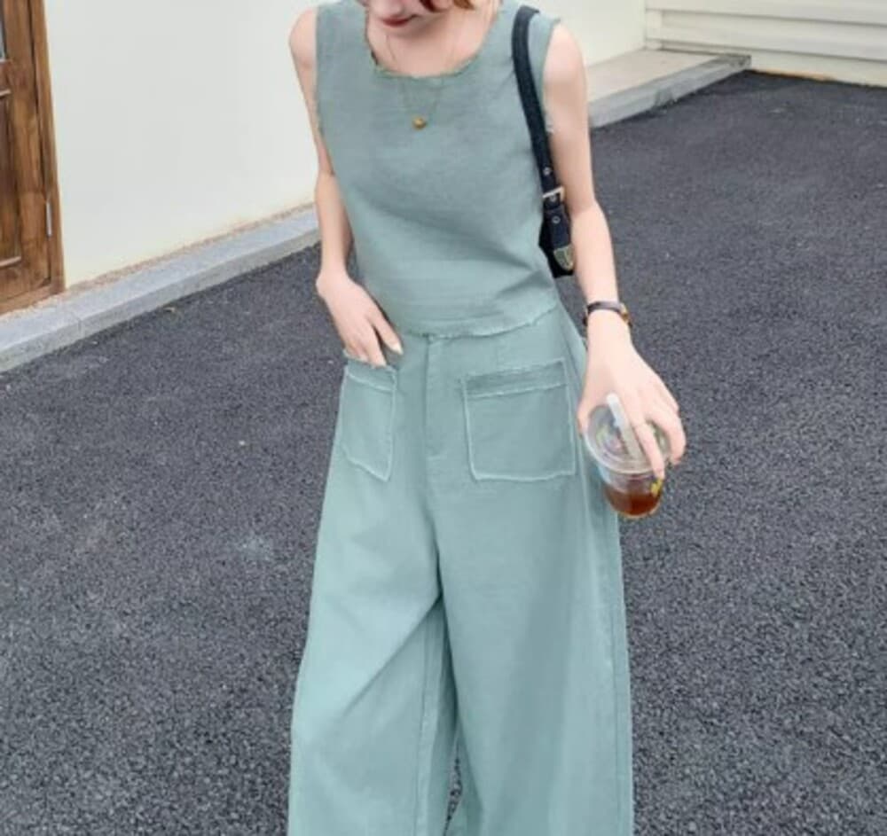 イエベ春/イエベ秋服 ノースリーブデニム セットアップ